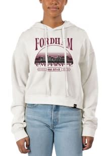 Uscape Fordham Rams Womens White Pigment Dyed Crop Hooded Sweatshirt