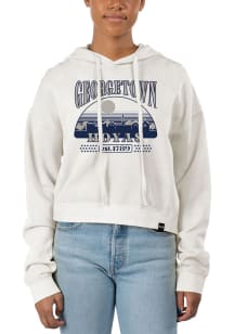 Uscape Georgetown Hoyas Womens White Pigment Dyed Crop Hooded Sweatshirt