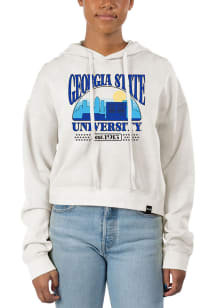 Uscape Georgia State Panthers Womens White Pigment Dyed Crop Hooded Sweatshirt