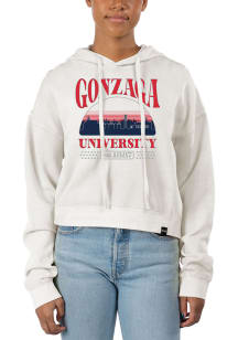Uscape Gonzaga Bulldogs Womens White Pigment Dyed Crop Hooded Sweatshirt