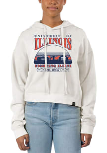 Uscape Illinois Fighting Illini Womens White Pigment Dyed Crop Hooded Sweatshirt