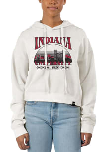 Uscape Indiana Hoosiers Womens White Pigment Dyed Crop Hooded Sweatshirt