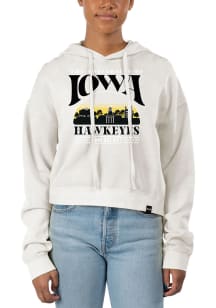 Uscape Iowa Hawkeyes Womens White Pigment Dyed Crop Hooded Sweatshirt