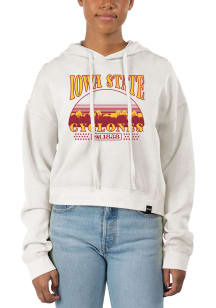 Uscape Iowa State Cyclones Womens White Pigment Dyed Crop Hooded Sweatshirt