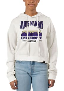 Uscape James Madison Dukes Womens White Pigment Dyed Crop Hooded Sweatshirt