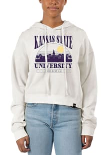 Uscape K-State Wildcats Womens White Pigment Dyed Crop Hooded Sweatshirt