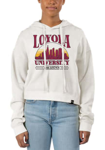 Uscape Loyola Ramblers Womens White Pigment Dyed Crop Hooded Sweatshirt