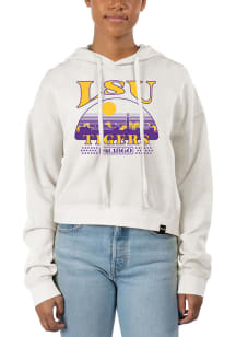 Uscape LSU Tigers Womens White Pigment Dyed Crop Hooded Sweatshirt