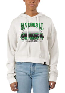 Uscape Marshall Thundering Herd Womens White Pigment Dyed Crop Hooded Sweatshirt