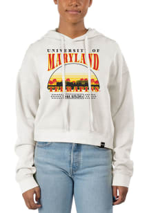 Uscape Maryland Terrapins Womens White Pigment Dyed Crop Hooded Sweatshirt