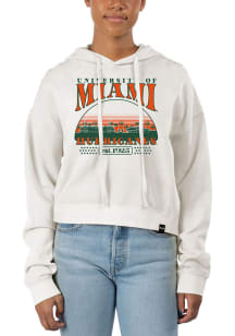 Uscape Miami Hurricanes Womens White Pigment Dyed Crop Hooded Sweatshirt