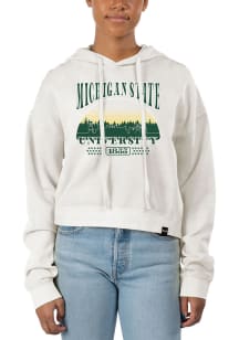 Uscape Michigan State Spartans Womens White Pigment Dyed Crop Hooded Sweatshirt
