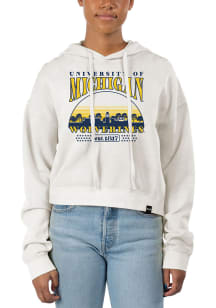 Uscape Michigan Wolverines Womens White Pigment Dyed Crop Hooded Sweatshirt