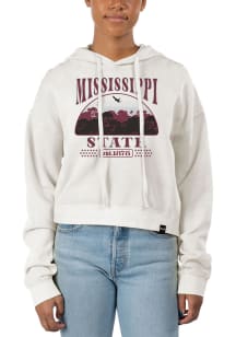 Uscape Mississippi State Bulldogs Womens White Pigment Dyed Crop Hooded Sweatshirt