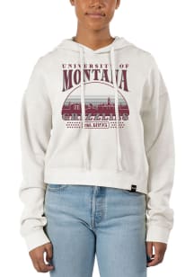 Uscape Montana Grizzlies Womens White Pigment Dyed Crop Hooded Sweatshirt