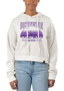 Uscape Northwestern Wildcats Womens White Pigment Dyed Crop Hooded Sweatshirt
