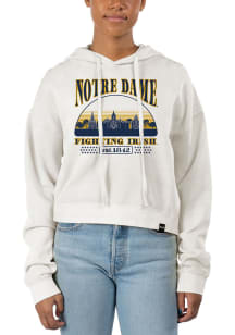Uscape Notre Dame Fighting Irish Womens White Pigment Dyed Crop Hooded Sweatshirt
