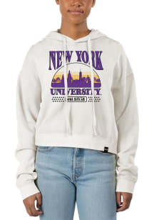 Uscape NYU Violets Womens White Pigment Dyed Crop Hooded Sweatshirt