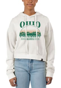 Uscape Ohio Bobcats Womens White Pigment Dyed Crop Hooded Sweatshirt