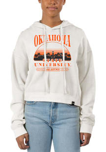 Uscape Oklahoma State Cowboys Womens White Pigment Dyed Crop Hooded Sweatshirt