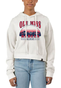 Uscape Ole Miss Rebels Womens White Pigment Dyed Crop Hooded Sweatshirt