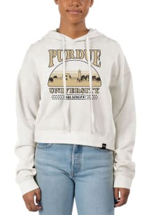 Uscape Purdue Boilermakers Womens White Pigment Dyed Crop Hooded Sweatshirt