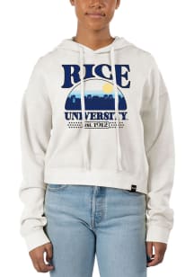 Uscape Rice Owls Womens White Pigment Dyed Crop Hooded Sweatshirt