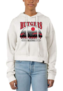 Uscape Rutgers Scarlet Knights Womens White Pigment Dyed Crop Hooded Sweatshirt