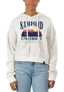 Uscape Samford University Bulldogs Womens White Pigment Dyed Crop Hooded Sweatshirt