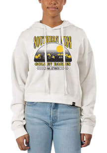 Uscape Southern Mississippi Golden Eagles Womens White Pigment Dyed Crop Hooded Sweatshirt