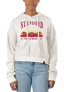 Uscape Stanford Cardinal Womens White Pigment Dyed Crop Hooded Sweatshirt