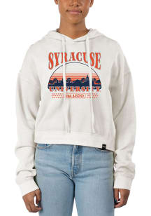 Uscape Syracuse Orange Womens White Pigment Dyed Crop Hooded Sweatshirt