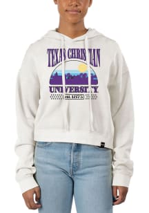 Uscape TCU Horned Frogs Womens White Pigment Dyed Crop Hooded Sweatshirt