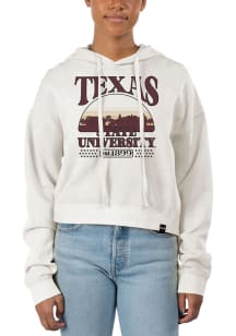 Uscape Texas State Bobcats Womens White Pigment Dyed Crop Hooded Sweatshirt