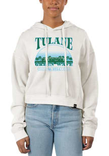 Uscape Tulane Green Wave Womens White Pigment Dyed Crop Hooded Sweatshirt