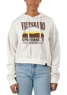 Uscape Valparaiso Beacons Womens White Pigment Dyed Crop Hooded Sweatshirt
