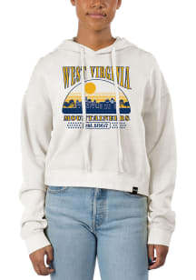 Uscape West Virginia Mountaineers Womens White Pigment Dyed Crop Hooded Sweatshirt