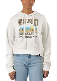 Uscape Wake Forest Demon Deacons Womens White Pigment Dyed Crop Hooded Sweatshirt