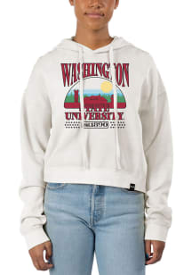 Uscape Washington State Cougars Womens White Pigment Dyed Crop Hooded Sweatshirt