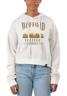 Uscape Wofford Terriers Womens White Pigment Dyed Crop Hooded Sweatshirt