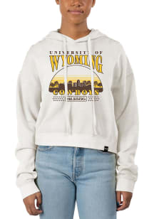 Uscape Wyoming Cowboys Womens White Pigment Dyed Crop Hooded Sweatshirt