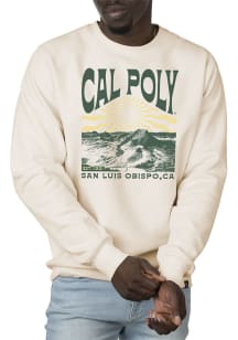 Uscape Cal Poly Mustangs Mens White Premium Heavyweight Long Sleeve Crew Sweatshirt