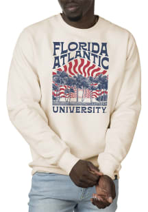 Uscape Florida Atlantic Owls Mens White Premium Heavyweight Long Sleeve Crew Sweatshirt