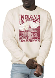 Uscape Indiana Hoosiers Mens White Premium Heavyweight Sunburst Long Sleeve Crew Sweatshirt