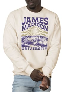 Uscape James Madison Dukes Mens White Premium Heavyweight Sunburst Long Sleeve Crew Sweatshirt