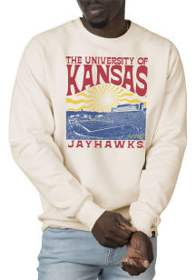 Uscape Kansas Jayhawks Mens White Premium Heavyweight Long Sleeve Crew Sweatshirt