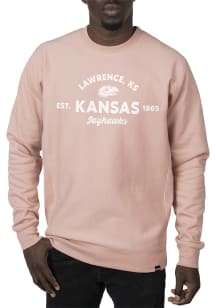 Uscape Kansas Jayhawks Mens Pink Premium Heavyweight Long Sleeve Crew Sweatshirt