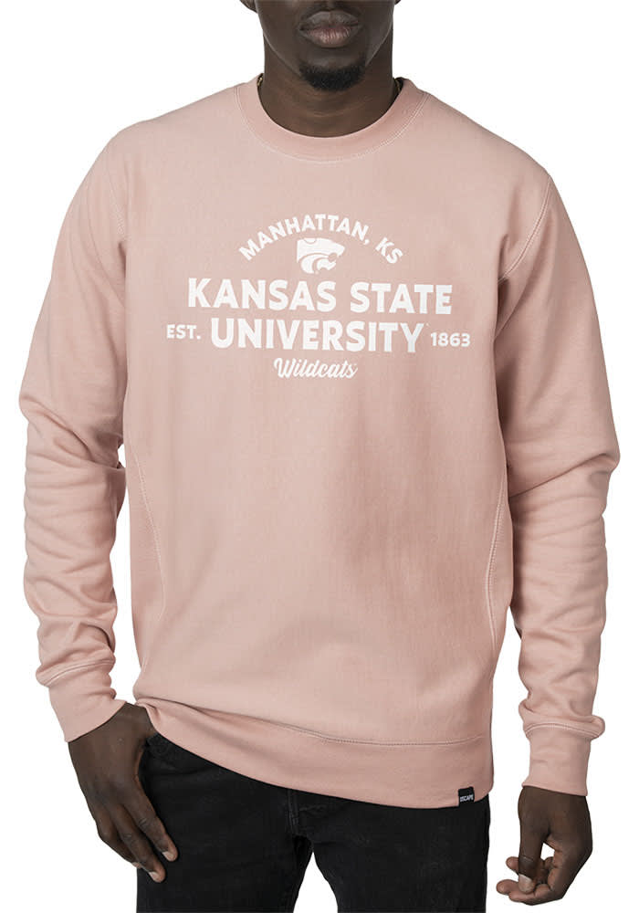 Uscape K-State Wildcats Mens Pink Premium Heavyweight Long Sleeve Crew Sweatshirt