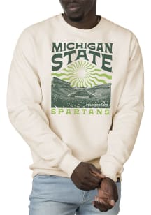 Uscape Michigan State Spartans Mens White Premium Heavyweight Long Sleeve Crew Sweatshirt