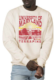 Mens Maryland Terrapins White Uscape Premium Heavyweight Crew Sweatshirt
